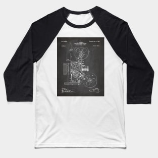 Film Camera Patent - Film Lover Cinema Student Art - Black Chalkboard Baseball T-Shirt